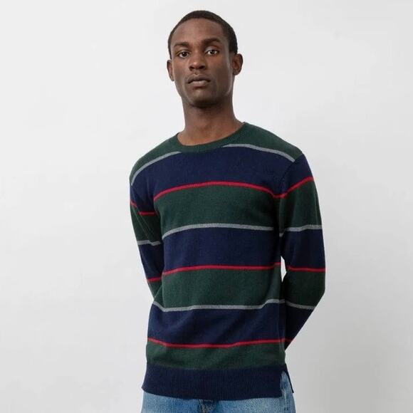 Rails Green Blue Stripe Kent Rugby Pullover Crew Neck Sweater Men’s XL NWT - Picture 1 of 7